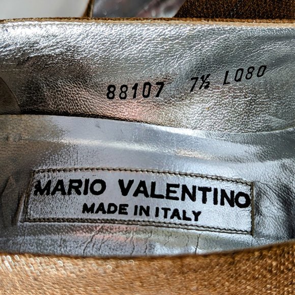 Size 7 1/2 Italian Light Brown Pump with Silver Metallic Heel, Mario Valentino - Picture 9 of 12
